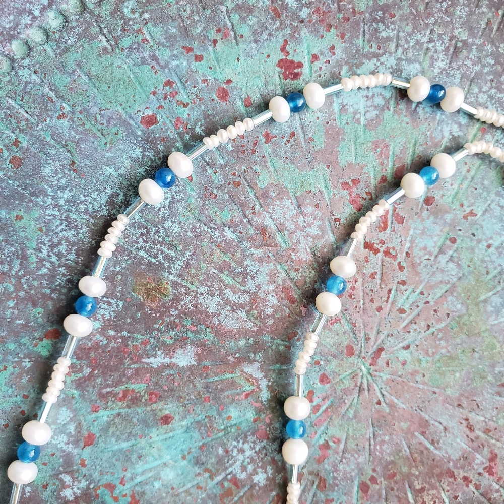 Blue Onyx And Freshwater Pearls Necklace - Picture 6 of 8